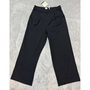 Halara Pants Womens Medium Black Wide Leg Trousers Stretch Pockets New